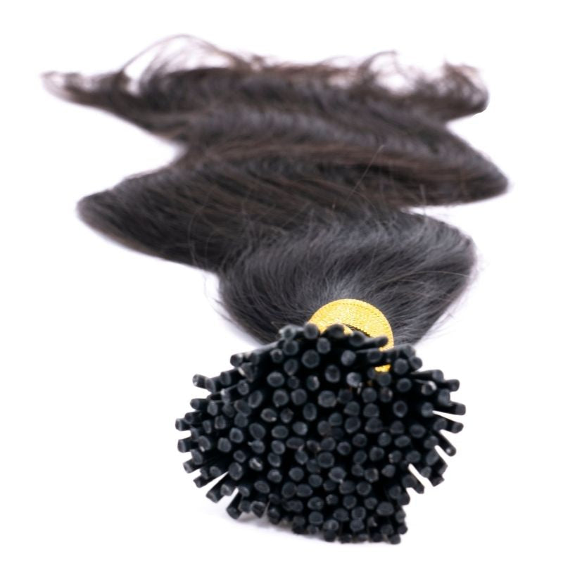 Indian Wavy Natural Black I-Tip Extensions - Texture Love and Tangle 